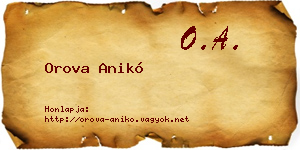 Orova Anikó névjegykártya